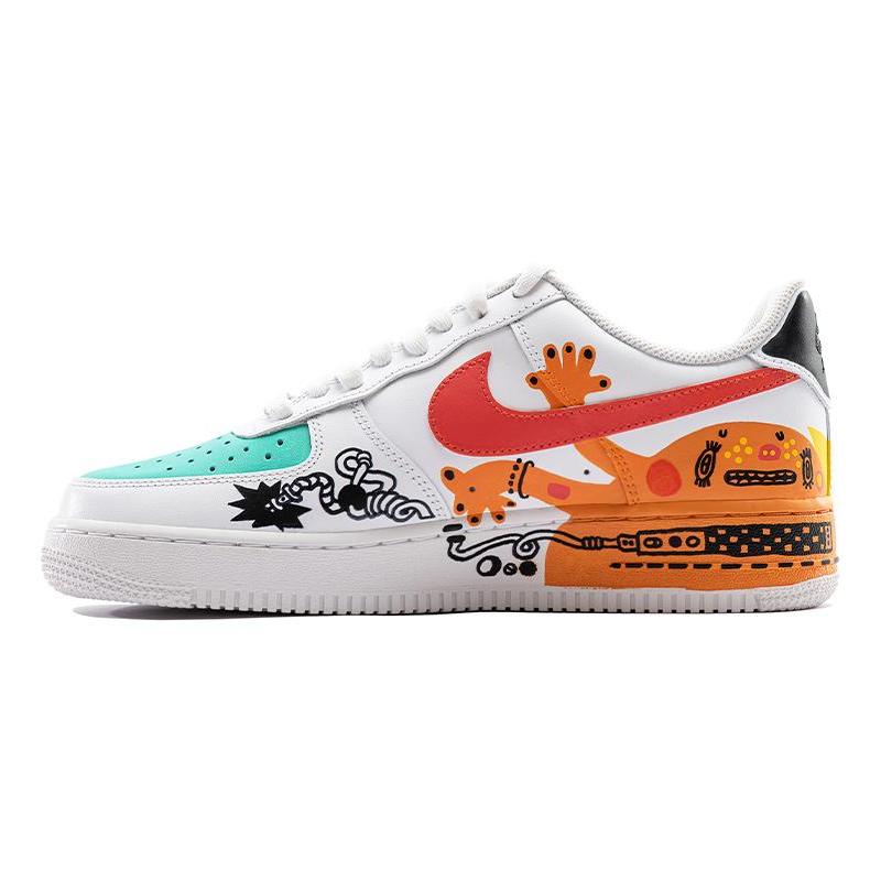 [Custom Graffiti Illustrations]  Air Force 1 Skateboarding Shoes Low-top White/yellow/black/red Unisex