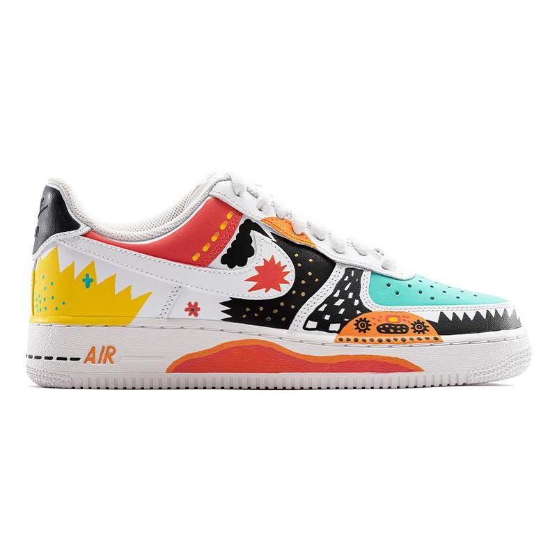 [Custom Graffiti Illustrations]  Air Force 1 Skateboarding Shoes Low-top White/yellow/black/red Unisex