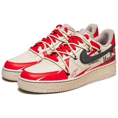 [Custom Red Melody Stage]  Air Force 1 Skateboarding Shoes Men Low-top Beige/Red