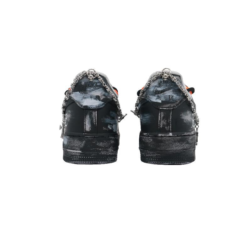 [Custom Dark Nightmare]  Air Force 1 Skateboard Shoes Men Low-Top Black