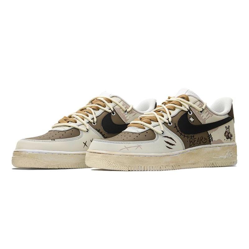 [Custom Violent doll for men]  Air Force 1 Skateboarding Shoes Men Low-top Beige/Brown