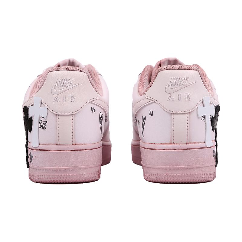 [Custom Men's pink cross]  Air Force 1 Skateboarding Shoes Men Low-top White/powder