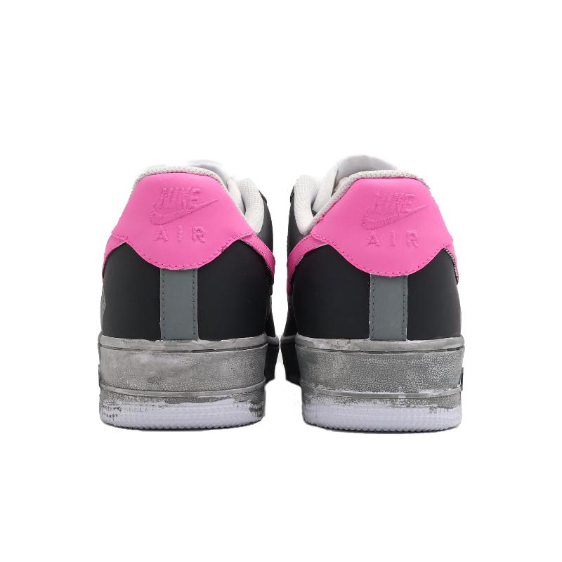[Custom Under the neon lights for men]  Air Force 1 Skateboarding Shoes Men Low-top Black/Gray