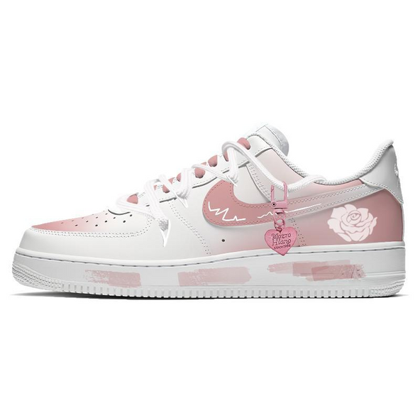 [Custom Pink rose]  Air Force 1 Skateboard Shoes Unisex Low-Top Pink