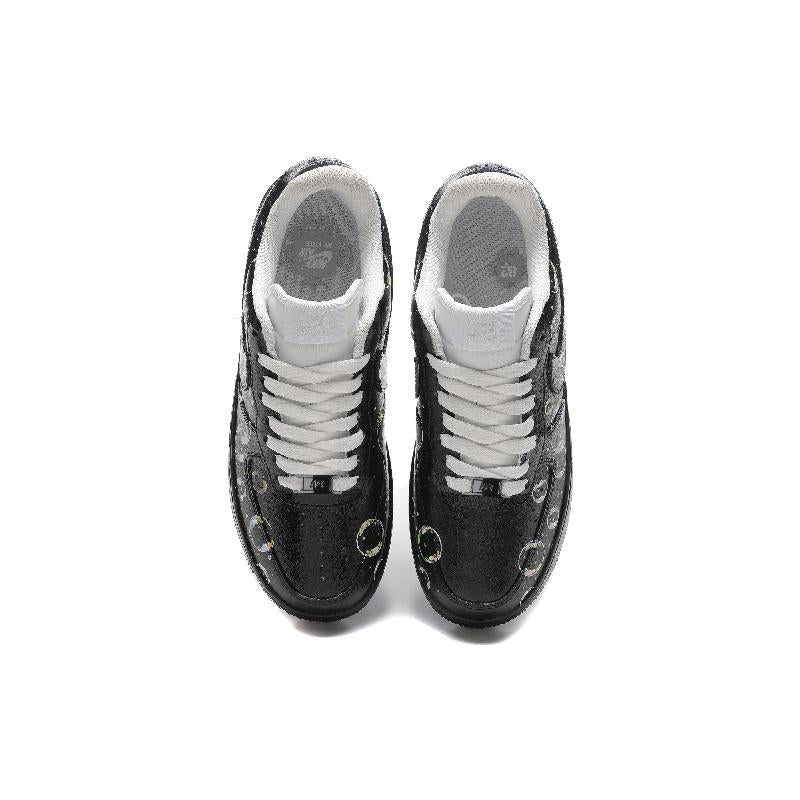[Custom Men's graffiti bubble]  Air Force 1 Skateboarding Shoes Men Low-top Black