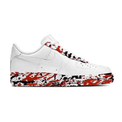 [Custom Red and black ink splashing]  Air Force 1 Skateboarding Shoes Men Low-top Black/Red/White