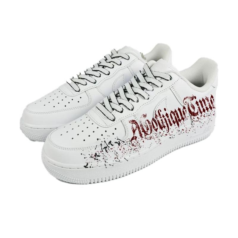[Custom Blood Oath]  Air Force 1 Skateboard Shoes Unisex Low-Top Red