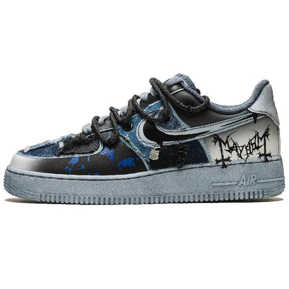 [Custom Ink marks leap]  Air Force 1 Skateboarding Shoes Men Low-top Black
