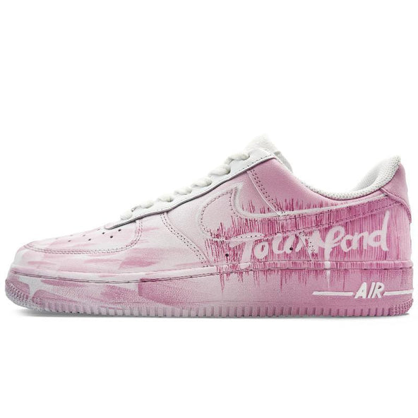 [Custom Pink frequency]  Air Force 1 Skateboard Shoes Unisex Low-Top White/Pink