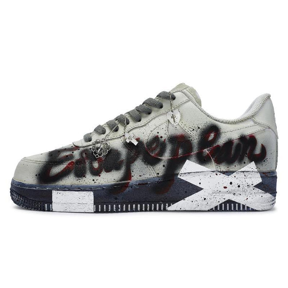 [Custom Diary of a Man's Escape]  Air Force 1 Skateboarding Shoes Men Low-top Grey/black