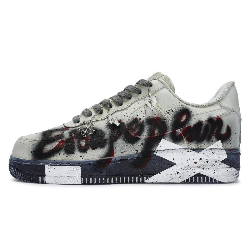 [Custom Diary of a Man's Escape]  Air Force 1 Skateboarding Shoes Men Low-top Grey/black