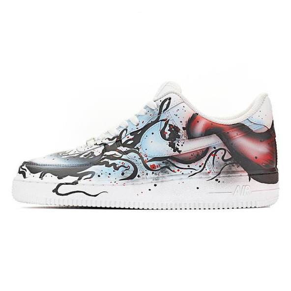 [Custom AF1 Men's Venom is black, white and red]  Air Force 1 Skateboarding Shoes Men
