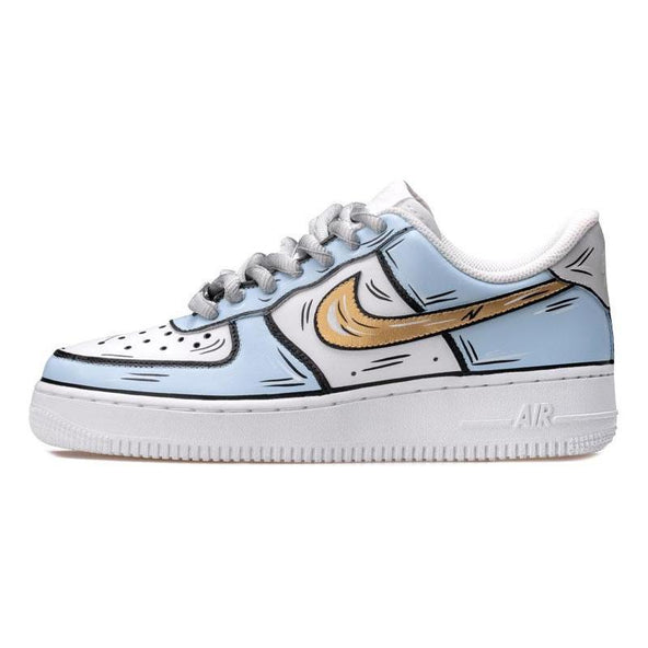 [Custom Frozen 2D blue and white]  Air Force 1 Skateboarding Shoes Men