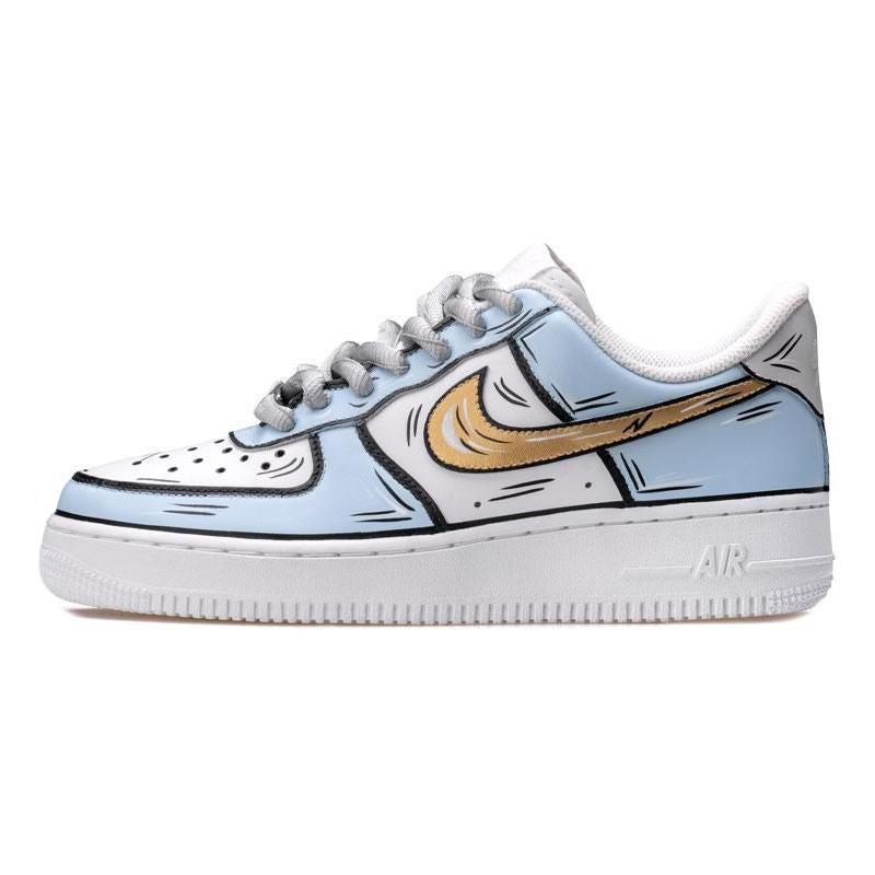 [Custom Frozen 2D blue and white]  Air Force 1 Skateboarding Shoes Men