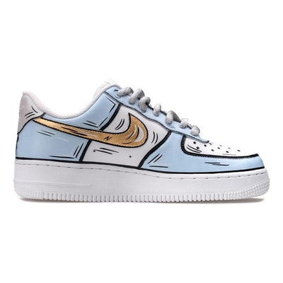 [Custom Frozen 2D blue and white]  Air Force 1 Skateboarding Shoes Men