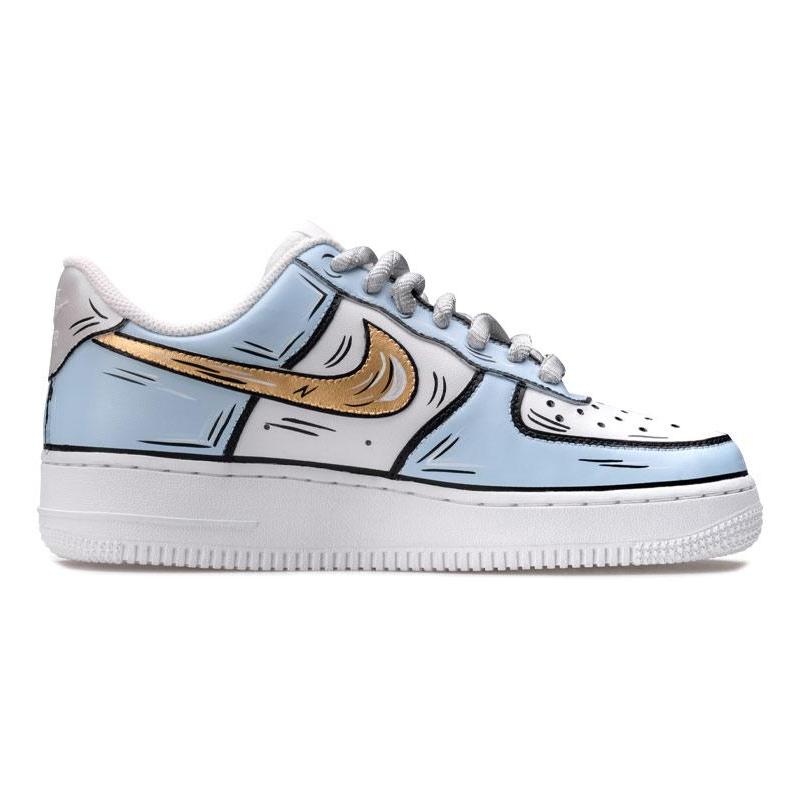 [Custom Frozen 2D blue and white]  Air Force 1 Skateboarding Shoes Men