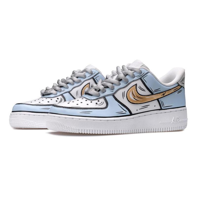 [Custom Frozen 2D blue and white]  Air Force 1 Skateboarding Shoes Men