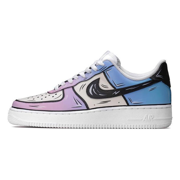 [Custom Cotton candy 2D blue and white powder]  Air Force 1 Skateboarding Shoes Men