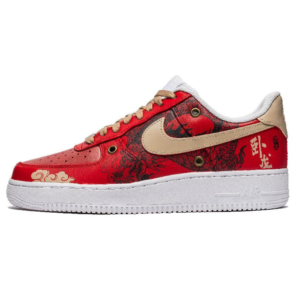 [Custom Men's Wolong White and red]  Air Force 1 Skateboarding Shoes Men