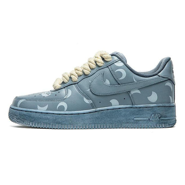 [Custom Male moon style]  Air Force 1 Skateboard Shoes Men Low-Top Light Blue