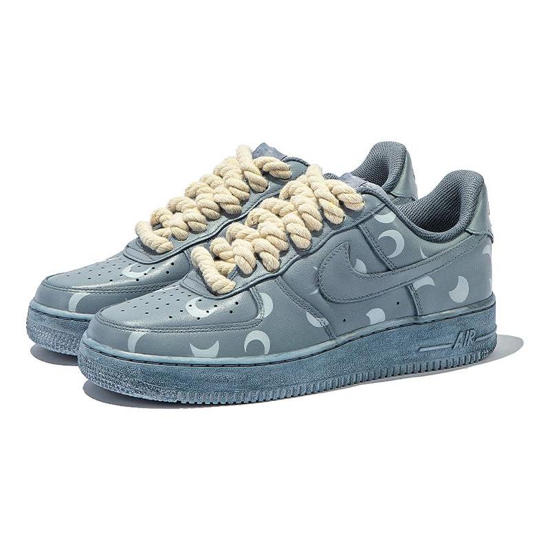 [Custom Male moon style]  Air Force 1 Skateboard Shoes Men Low-Top Light Blue