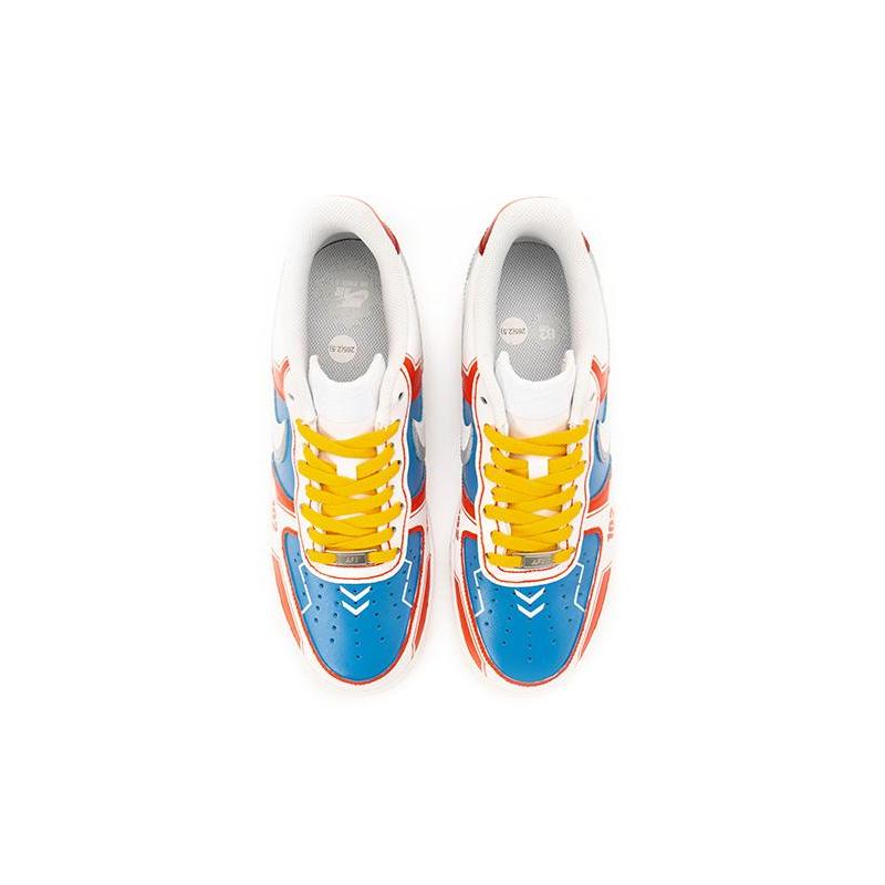[Custom Men's mechanical style white, red and blue]  Air Force 1 Skateboarding Shoes Men Low-top White