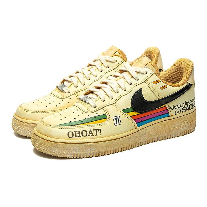 [Custom Men's striped coffee]  Air Force 1 Skateboarding Shoes Men