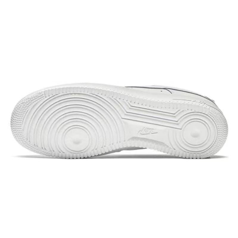 [Custom Men's graffiti logo deconstructed shoelaces]  Air Force 1 Skateboarding Shoes Men Low-top White