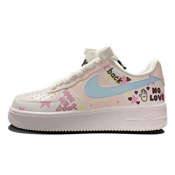 [Custom Men's pink stars]  Air Force 1 Skateboarding Shoes Men