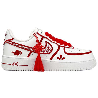 [Custom Men's and women's paper-cut national trend]  Air Force 1 Low-Top Skateboard Shoes Unisex Red White