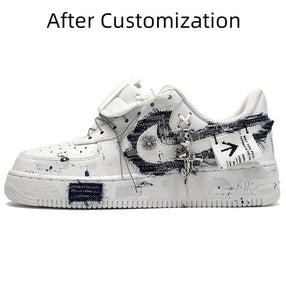 [Custom Eternal roses for both men and women] Nike Air Force 1 Wear-resistant And Lightweight Low-Top Skateboard Shoes Unisex Black White Gray