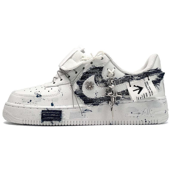 [Custom Eternal roses for both men and women]  Air Force 1 Wear-resistant And Lightweight Low-Top Skateboard Shoes Unisex Black White Gray