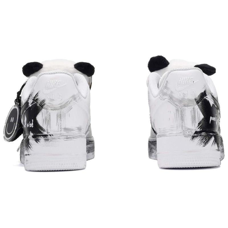[Custom The wishes of male and female pandas]  Air Force 1 Skateboard Shoes Unisex Low-Top Black/White
