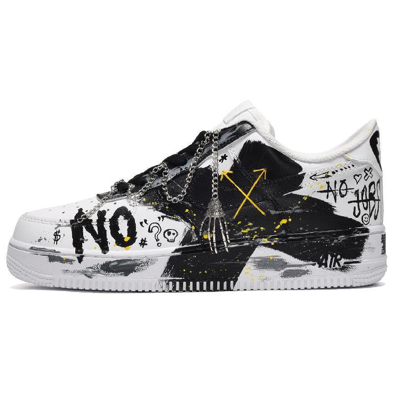 [Custom Men's style with a casual cross in black and white]  Air Force 1 Skateboarding Shoes Men