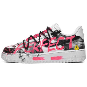 [Custom Men's perfect warning black and white rose]  Air Force 1 Skateboarding Shoes Men Low-top Black And White Roses