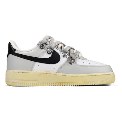 [Custom Men's tassels in white and black]  Air Force 1 Skateboarding Shoes Men Low-top White/Black