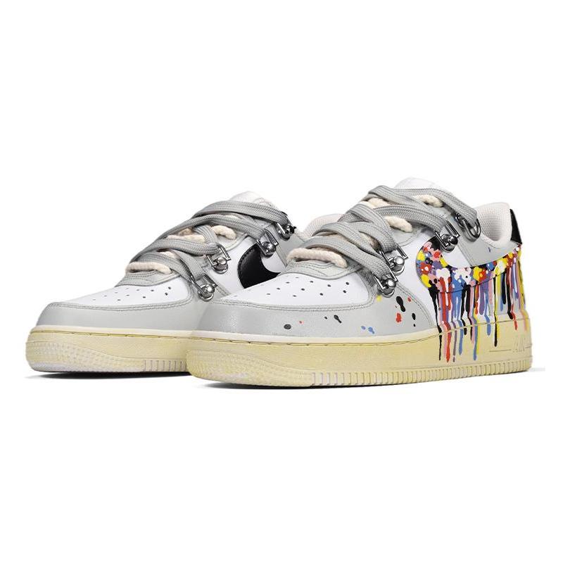 [Custom Men's tassels in white and black]  Air Force 1 Skateboarding Shoes Men Low-top White/Black