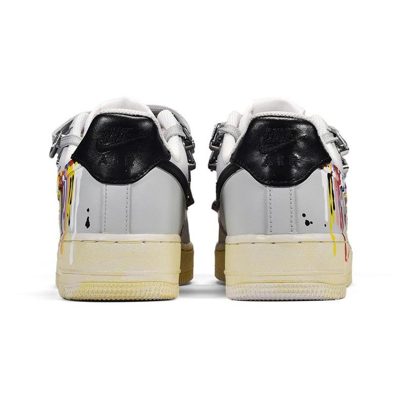 [Custom Men's tassels in white and black]  Air Force 1 Skateboarding Shoes Men Low-top White/Black