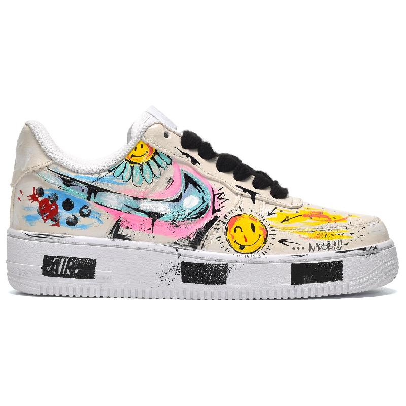 [Custom Men's heart-shaped small daisies in off-white]  Air Force 1 Skateboarding Shoes Men