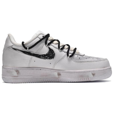 [Custom The men's love formula is black and gray]  Air Force 1 Skateboarding Shoes Men Low-top Dark Gray