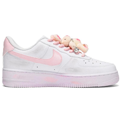 [Custom Men's strawberry rabbit pink white]  Air Force 1 Skateboarding Shoes Men Low-top Black/pink/white