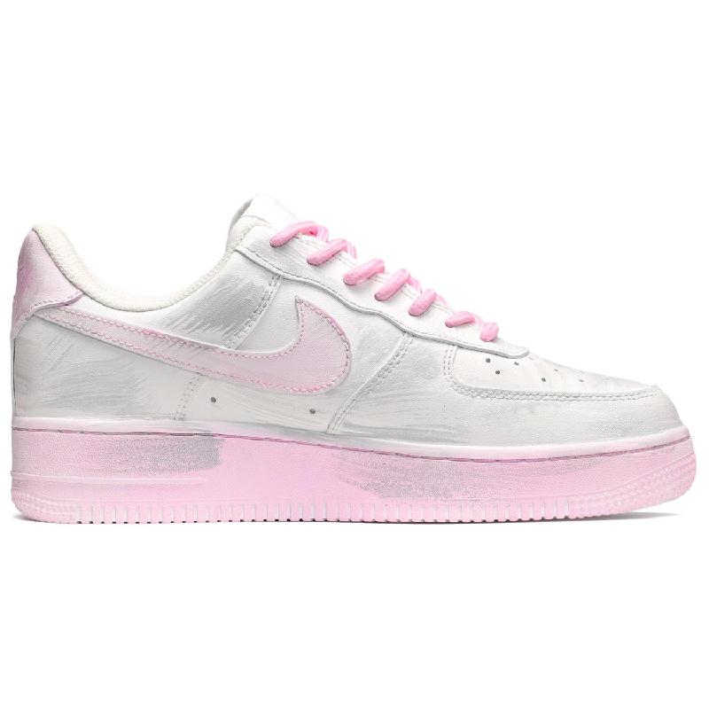 [Custom Men's fluorescent graffiti pink, white and grey]  Air Force 1 Skateboarding Shoes Men