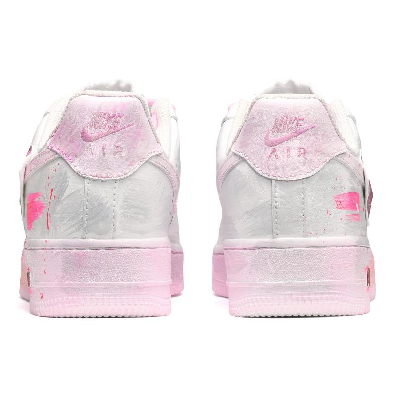 [Custom Men's fluorescent graffiti pink, white and grey]  Air Force 1 Skateboarding Shoes Men