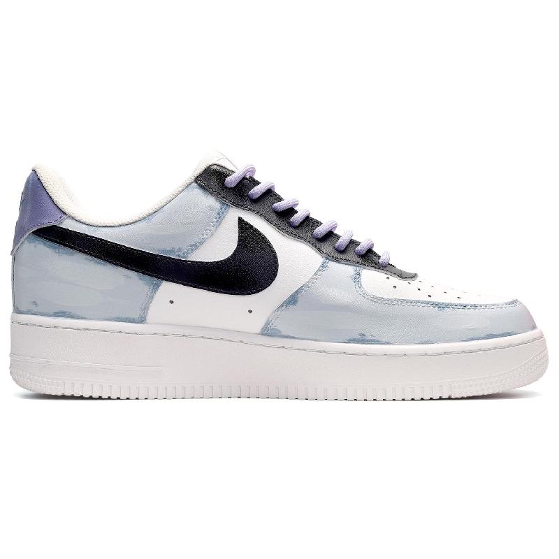 [Custom Men's street graffiti in black, white and blue]  Air Force 1 Skateboarding Shoes Men