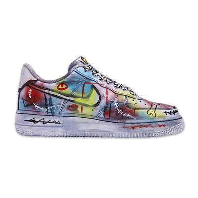 [Custom Men's artistic graffiti in grey]  Air Force 1 Skateboarding Shoes Men Low-top Gray