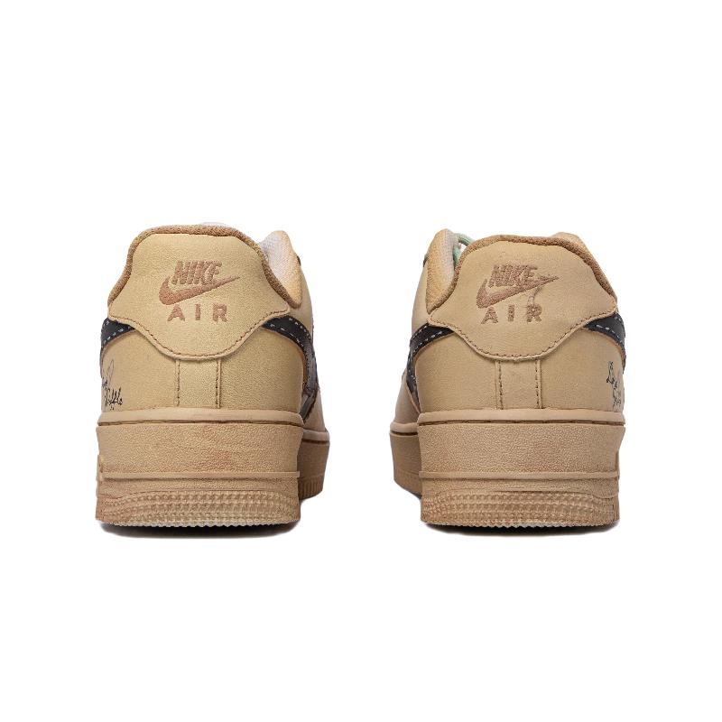 [Custom Men's heart-shaped Waffle beige white and brown]  Air Force 1 Skateboarding Shoes Men