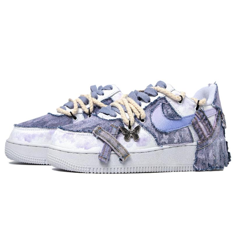 [Custom The men's electronic music style is making a comeback in a dreamy purple and white]  Air Force 1 Skateboarding Shoes Men