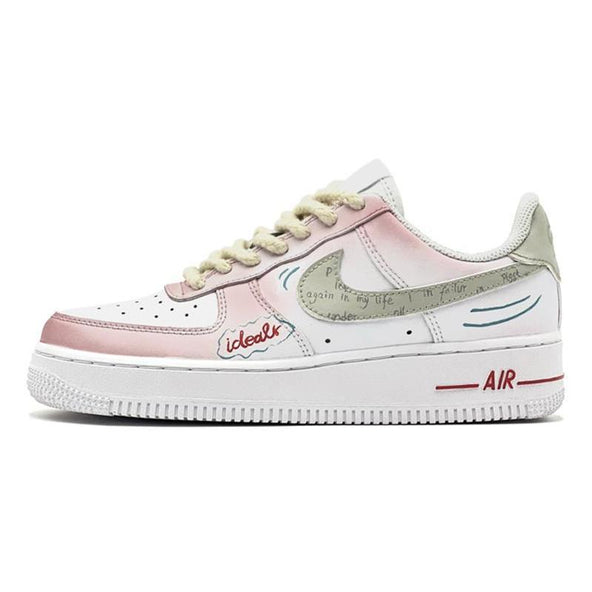 [Custom Quine]  Air Force 1 Skateboarding Shoes Men Low-top White/powder