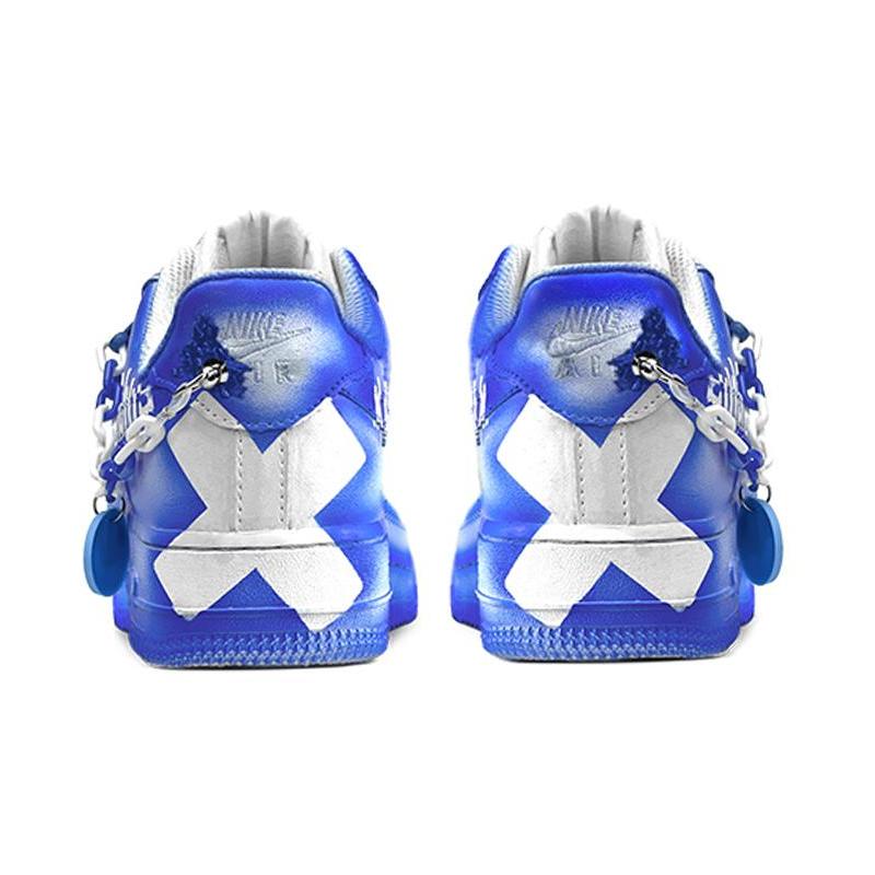 [Custom Men's Klein blue]  Air Force 1 Skateboarding Shoes Men Low-top White/Royal Blue/Fern Green