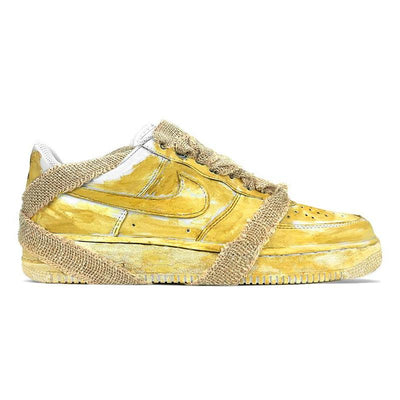 [Custom Men's tie-dyed aged yellow]  Air Force 1 Skateboarding Shoes Men Low-top Yellow